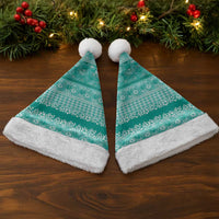 Hawaiian Hibiscus Honu Christmas Santa Hat - Turquoise Mele Kalikimaka Palaka Spirit LT9 - Polynesian Pride