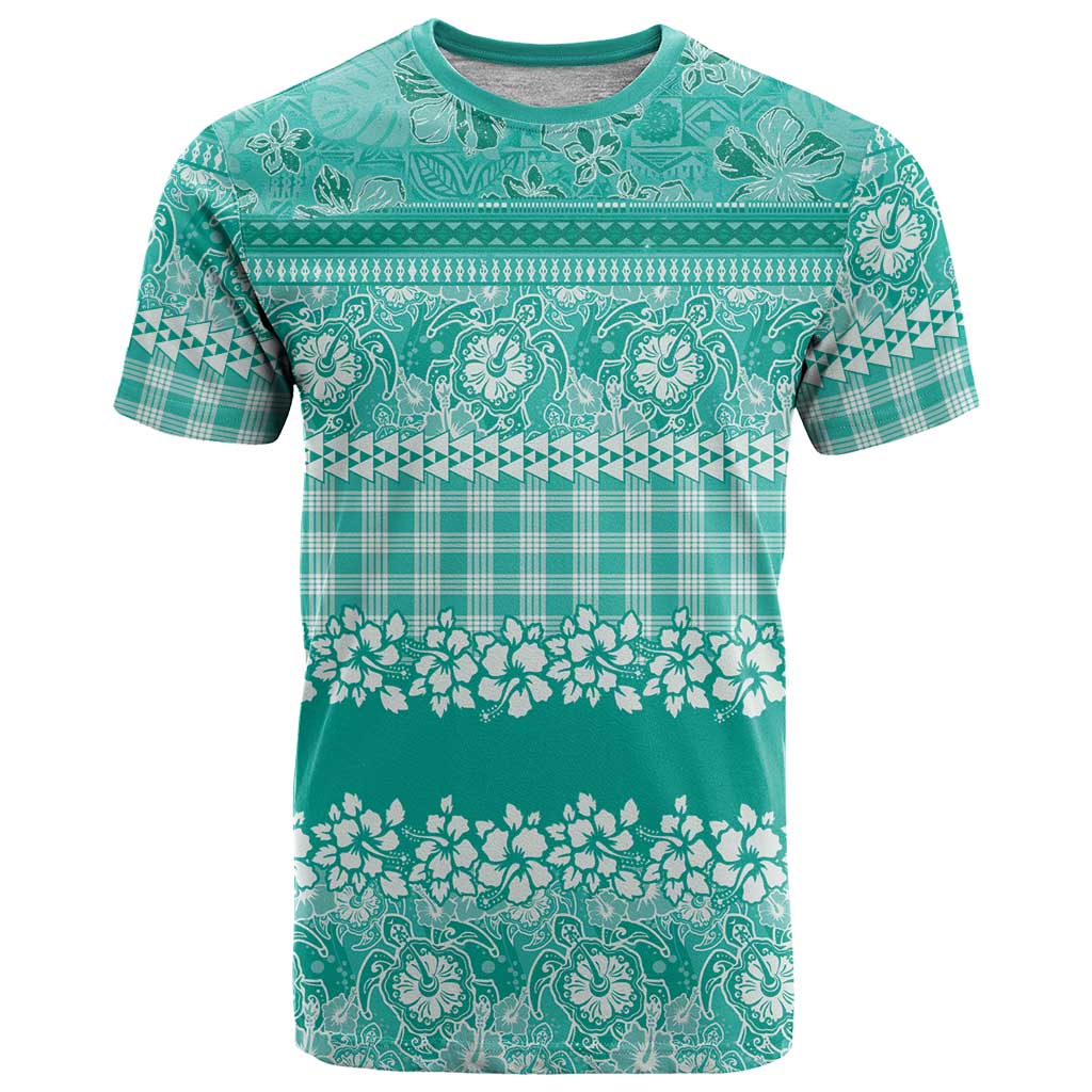 Hawaiian Hibiscus Honu T Shirt Turquoise Mele Kalikimaka Palaka Spirit LT9 Turquoise - Polynesian Pride