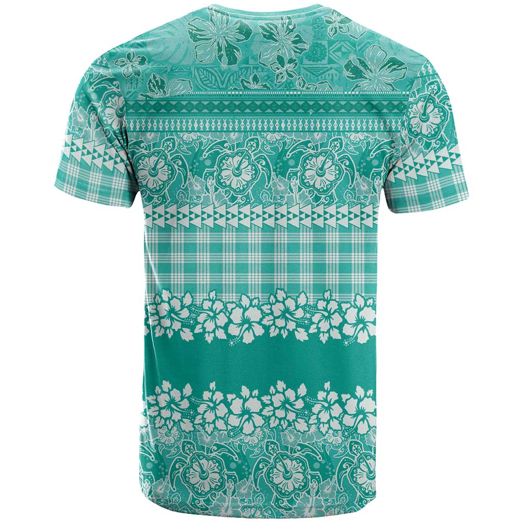 Hawaiian Hibiscus Honu T Shirt Turquoise Mele Kalikimaka Palaka Spirit LT9 - Polynesian Pride