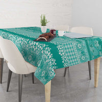 Hawaiian Hibiscus Honu Tablecloth Turquoise Mele Kalikimaka Palaka Spirit LT9 - Polynesian Pride