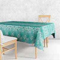 Hawaiian Hibiscus Honu Tablecloth Turquoise Mele Kalikimaka Palaka Spirit LT9 - Polynesian Pride