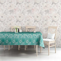 Hawaiian Hibiscus Honu Tablecloth Turquoise Mele Kalikimaka Palaka Spirit LT9 - Polynesian Pride