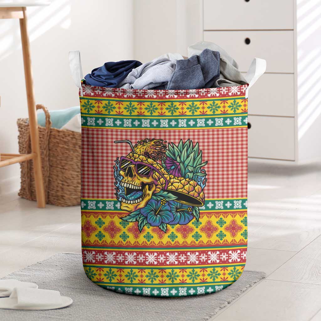 Hawaiian Pineapples Skull Laundry Basket Mele Kalikimaka Palaka Quilt Pattern LT9 Yellow - Polynesian Pride
