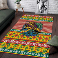 Hawaiian Pineapples Skull Area Rug Mele Kalikimaka Palaka Quilt Pattern LT9 Yellow - Polynesian Pride