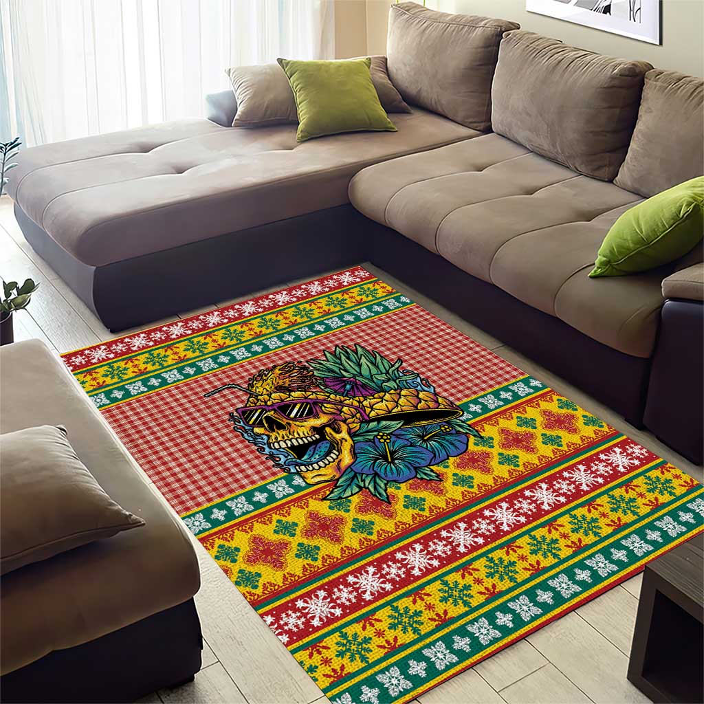 Hawaiian Pineapples Skull Area Rug Mele Kalikimaka Palaka Quilt Pattern LT9 - Polynesian Pride