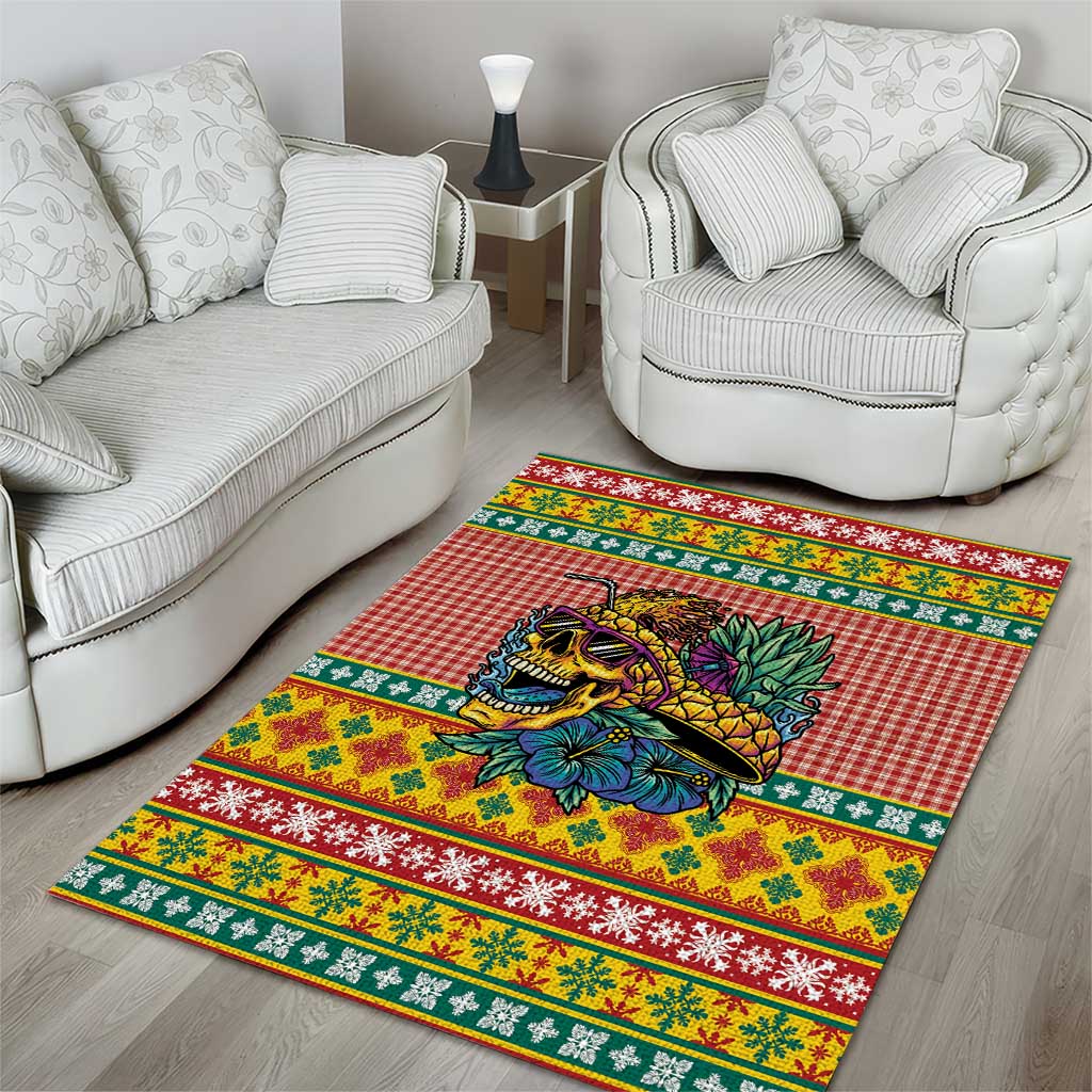 Hawaiian Pineapples Skull Area Rug Mele Kalikimaka Palaka Quilt Pattern LT9 - Polynesian Pride