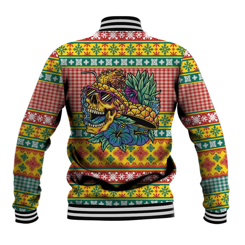 Hawaiian Pineapples Skull Baseball Jacket Mele Kalikimaka Palaka Quilt Pattern LT9 - Polynesian Pride