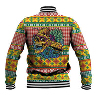 Hawaiian Pineapples Skull Baseball Jacket Mele Kalikimaka Palaka Quilt Pattern LT9 - Polynesian Pride