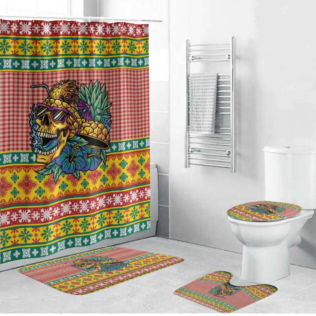 Hawaiian Pineapples Skull Bathroom Set Mele Kalikimaka Palaka Quilt Pattern LT9 Bathroom Set (4 pcs) Yellow - Polynesian Pride