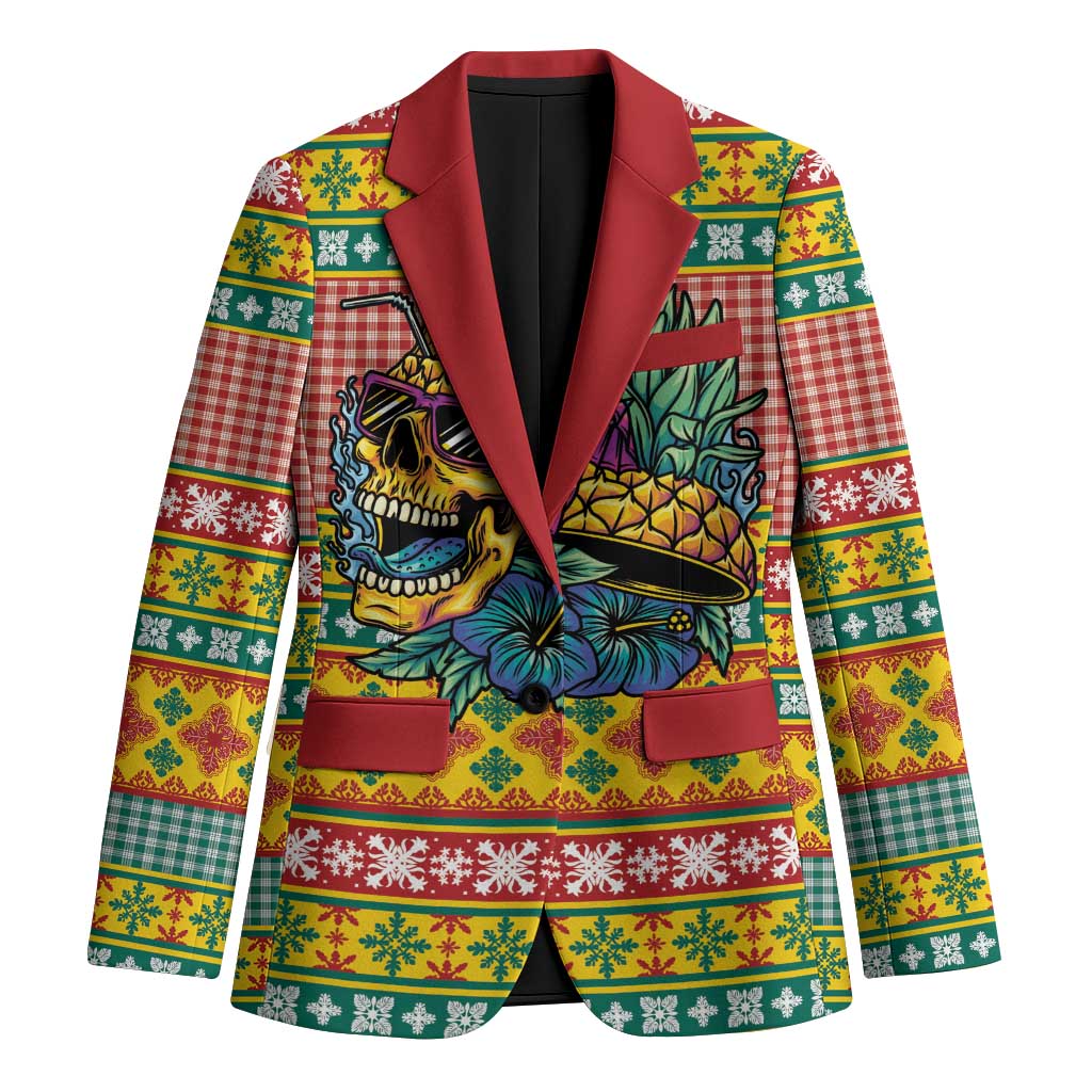 Hawaiian Pineapples Skull Blazer Mele Kalikimaka Palaka Quilt Pattern LT9 Unisex Yellow - Polynesian Pride