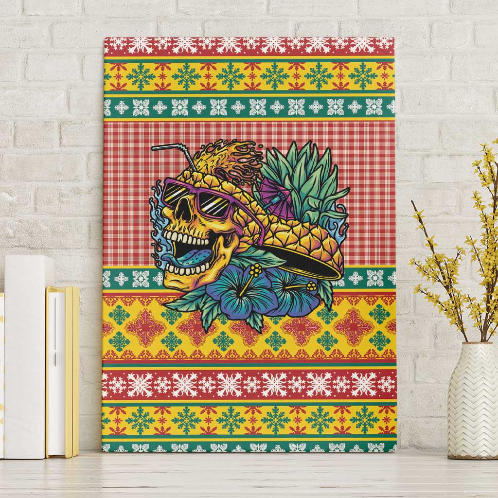 Hawaiian Pineapples Skull Canvas Wall Art Mele Kalikimaka Palaka Quilt Pattern LT9 Without Frame Yellow - Polynesian Pride