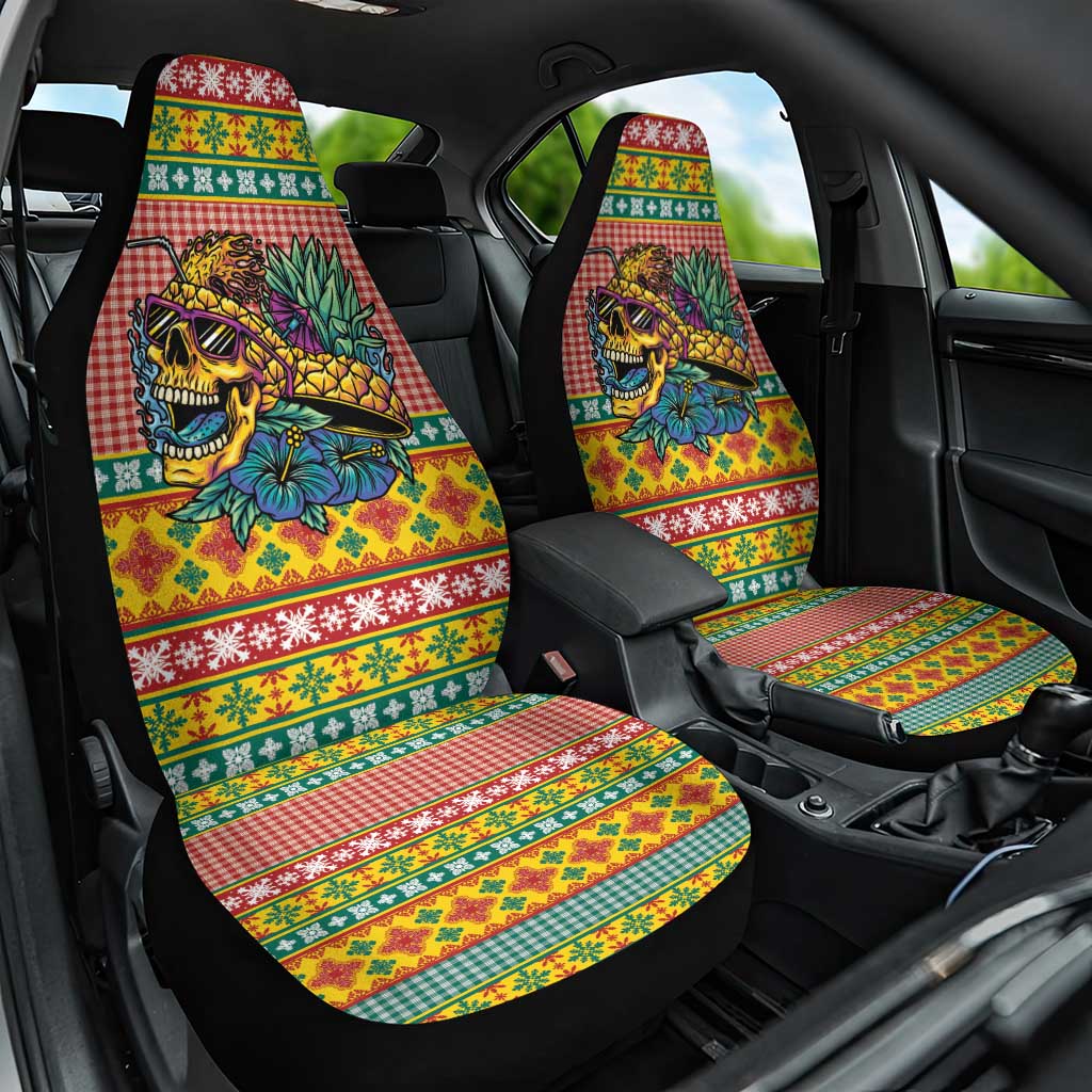 Hawaiian Pineapples Skull Car Seat Cover Mele Kalikimaka Palaka Quilt Pattern LT9 One Size Yellow - Polynesian Pride