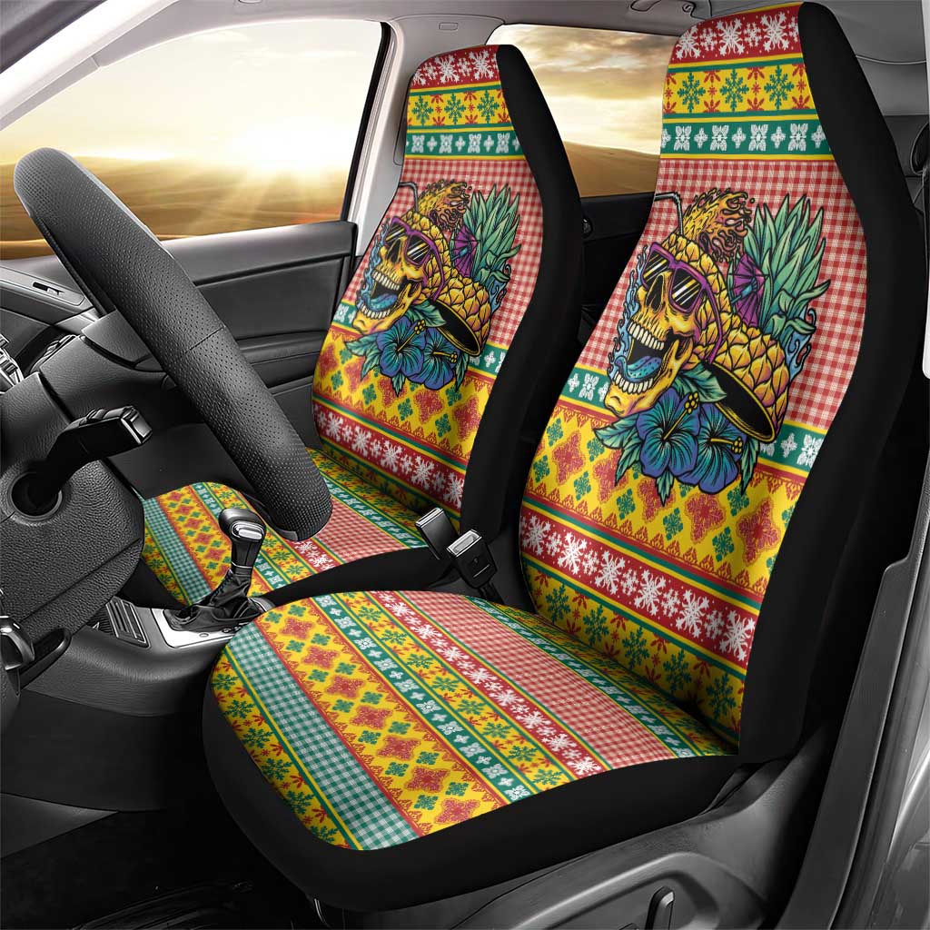 Hawaiian Pineapples Skull Car Seat Cover Mele Kalikimaka Palaka Quilt Pattern LT9 - Polynesian Pride