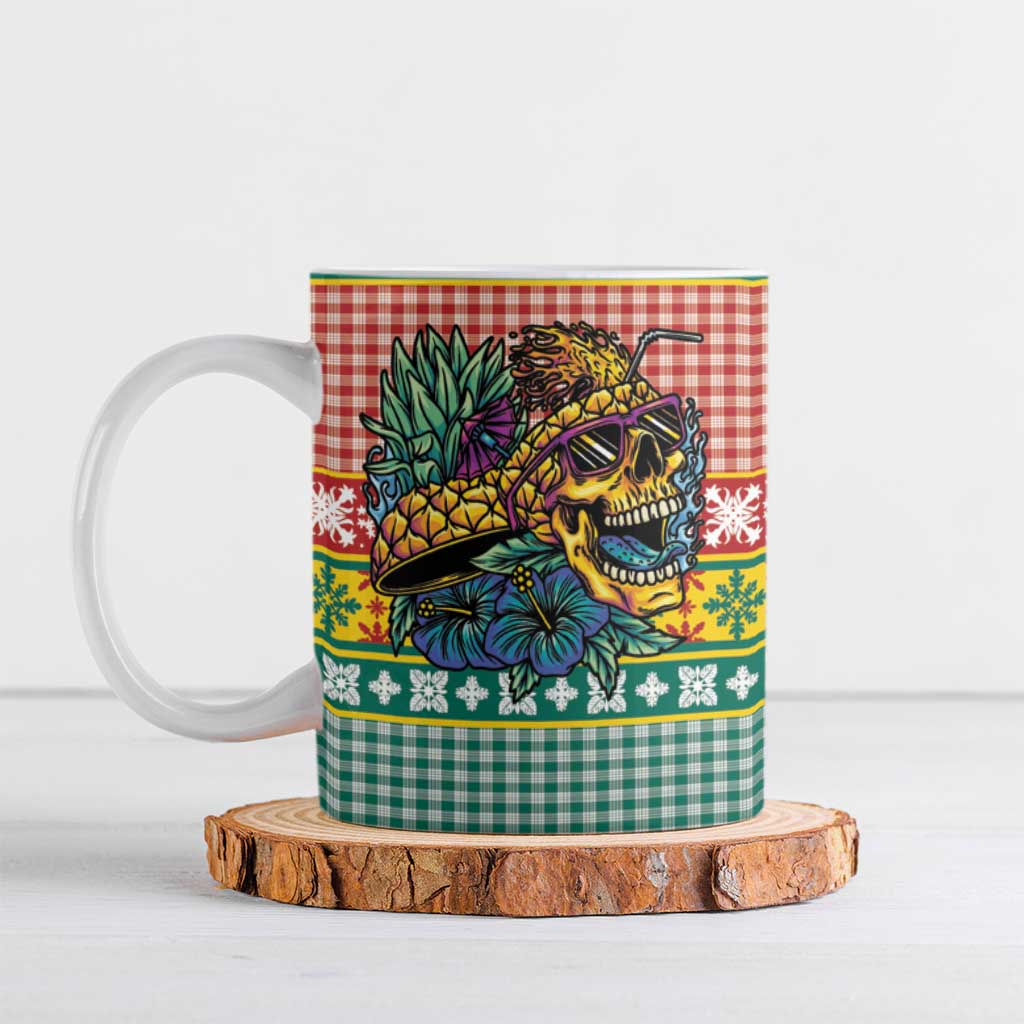 Hawaiian Pineapples Skull Ceramic Mug Mele Kalikimaka Palaka Quilt Pattern LT9 Yellow - Polynesian Pride