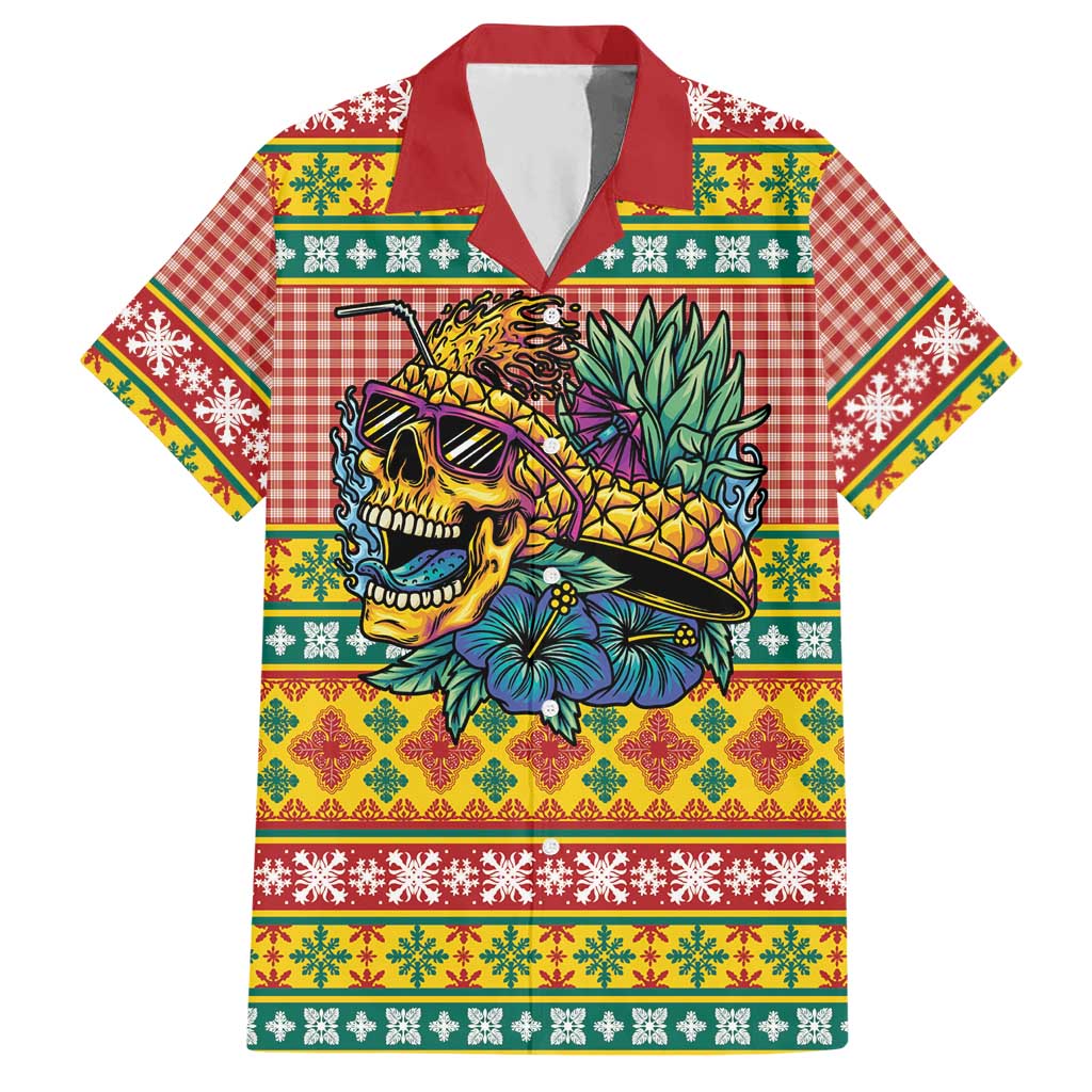 Hawaiian Pineapples Skull Hawaiian Shirt Mele Kalikimaka Palaka Quilt Pattern LT9 Yellow - Polynesian Pride