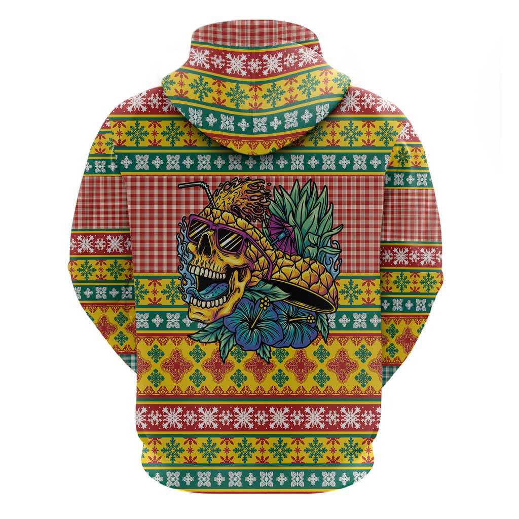 Hawaiian Pineapples Skull Hoodie Mele Kalikimaka Palaka Quilt Pattern LT9 - Polynesian Pride