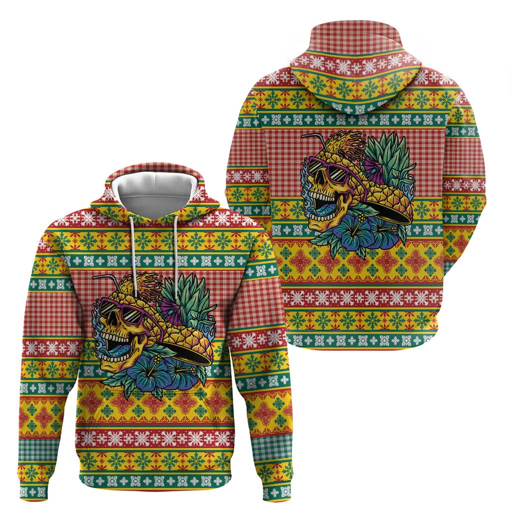 Hawaiian Pineapples Skull Hoodie Mele Kalikimaka Palaka Quilt Pattern LT9 - Polynesian Pride