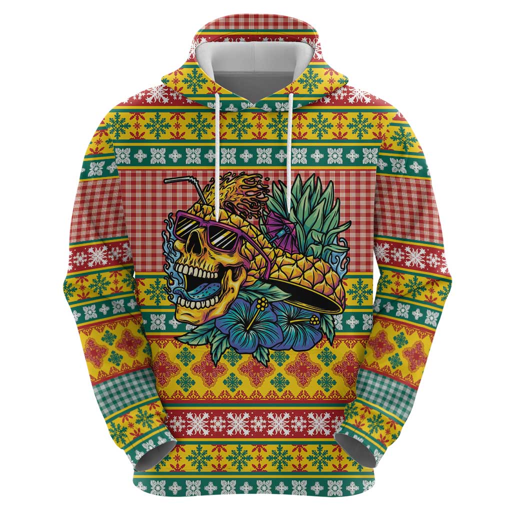 Hawaiian Pineapples Skull Hoodie Mele Kalikimaka Palaka Quilt Pattern LT9 - Polynesian Pride