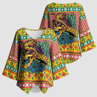 Hawaiian Pineapples Skull Kimono Sleeve Blouse Mele Kalikimaka Palaka Quilt Pattern LT9 - Polynesian Pride