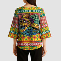 Hawaiian Pineapples Skull Kimono Sleeve Blouse Mele Kalikimaka Palaka Quilt Pattern LT9 - Polynesian Pride