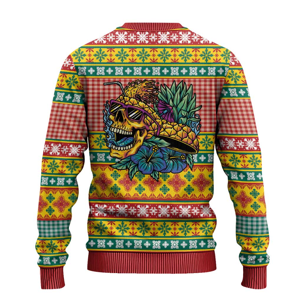 Hawaiian Pineapples Skull Ugly Christmas Sweater Mele Kalikimaka Palaka Quilt Pattern LT9 - Polynesian Pride