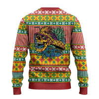 Hawaiian Pineapples Skull Ugly Christmas Sweater Mele Kalikimaka Palaka Quilt Pattern LT9 - Polynesian Pride