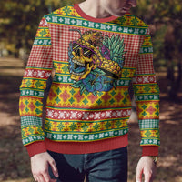 Hawaiian Pineapples Skull Ugly Christmas Sweater Mele Kalikimaka Palaka Quilt Pattern LT9 - Polynesian Pride