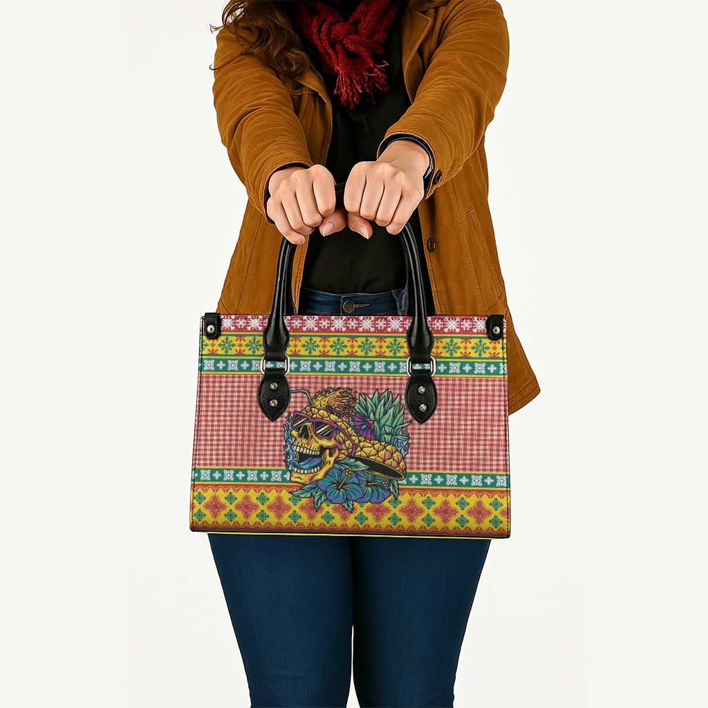 Hawaiian Pineapples Skull Leather Bag Mele Kalikimaka Palaka Quilt Pattern LT9 - Polynesian Pride