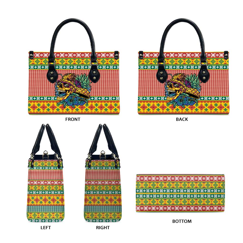 Hawaiian Pineapples Skull Leather Bag Mele Kalikimaka Palaka Quilt Pattern LT9 - Polynesian Pride