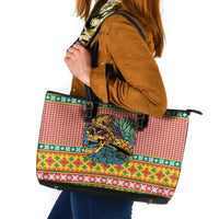 Hawaiian Pineapples Skull Leather Tote Bag Mele Kalikimaka Palaka Quilt Pattern LT9 Yellow - Polynesian Pride