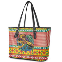 Hawaiian Pineapples Skull Leather Tote Bag Mele Kalikimaka Palaka Quilt Pattern LT9 - Polynesian Pride