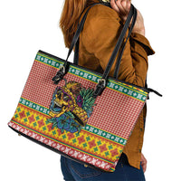 Hawaiian Pineapples Skull Leather Tote Bag Mele Kalikimaka Palaka Quilt Pattern LT9 - Polynesian Pride