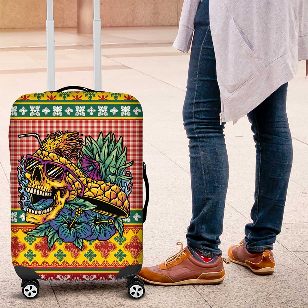 Hawaiian Pineapples Skull Luggage Cover Mele Kalikimaka Palaka Quilt Pattern LT9 Yellow - Polynesian Pride