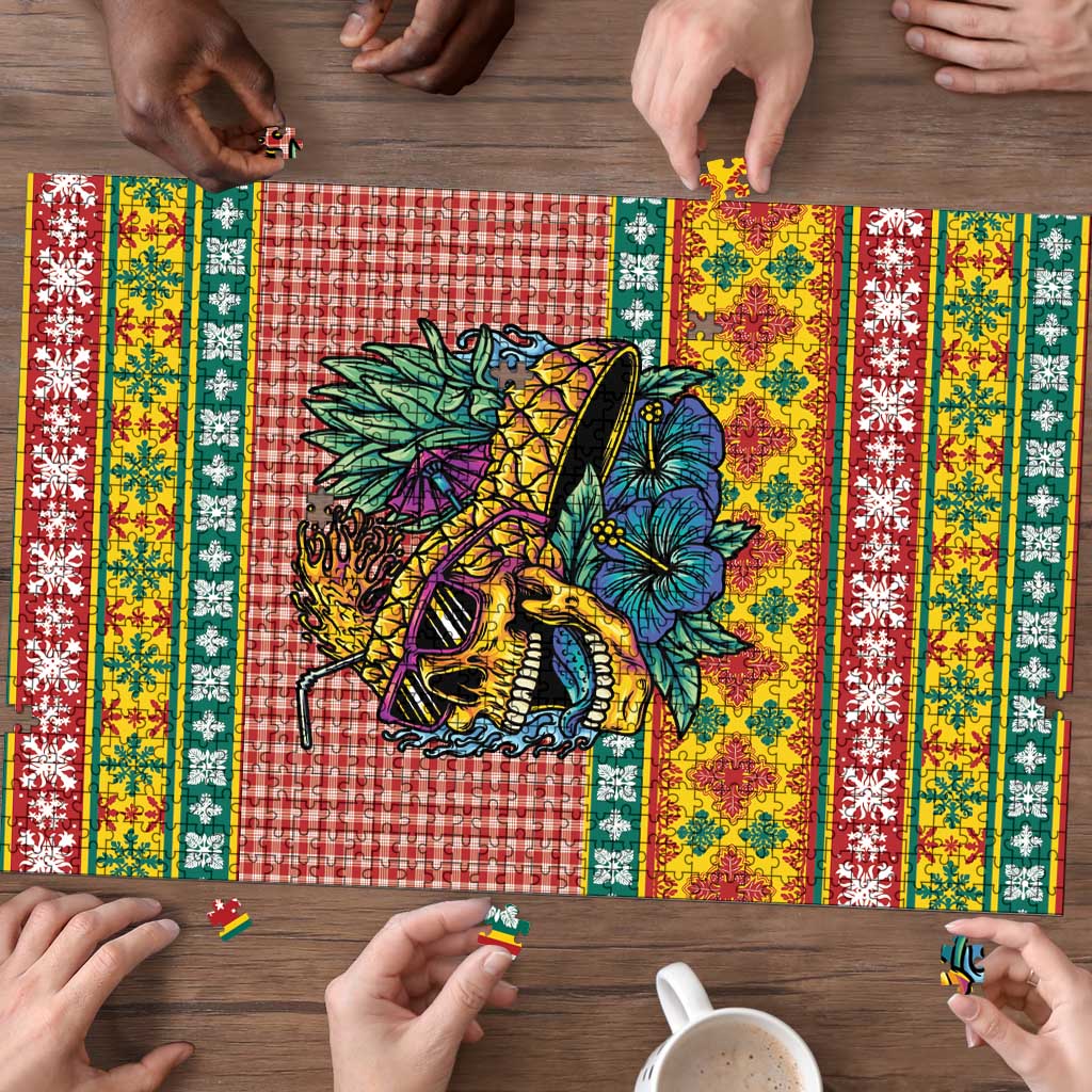 Hawaiian Pineapples Skull Puzzle Mele Kalikimaka Palaka Quilt Pattern LT9 - Polynesian Pride