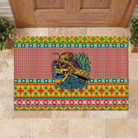 Hawaiian Pineapples Skull Rubber Doormat Mele Kalikimaka Palaka Quilt Pattern LT9 Yellow - Polynesian Pride