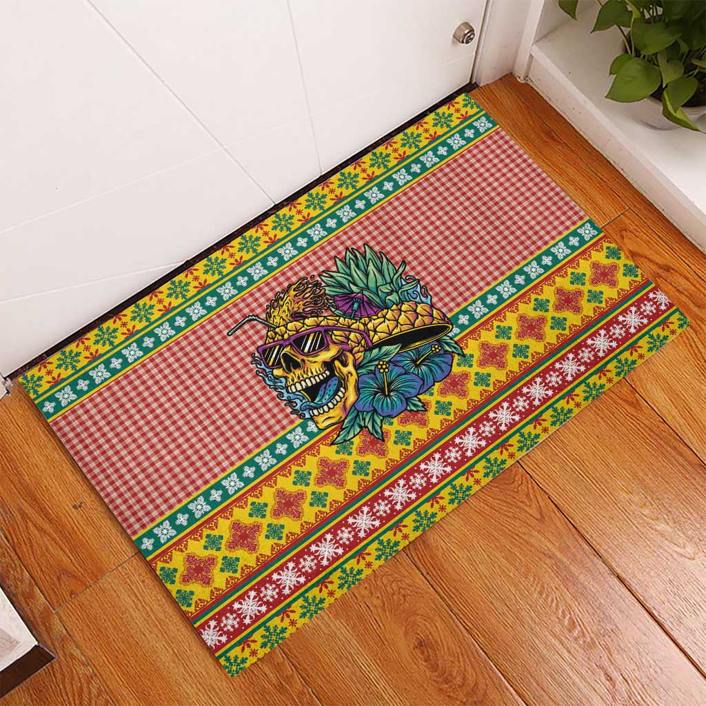 Hawaiian Pineapples Skull Rubber Doormat Mele Kalikimaka Palaka Quilt Pattern LT9 - Polynesian Pride