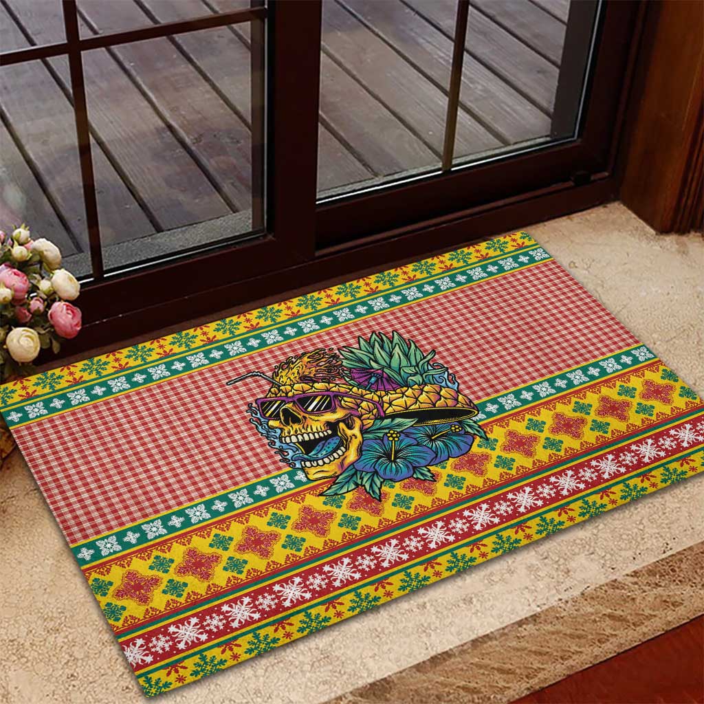 Hawaiian Pineapples Skull Rubber Doormat Mele Kalikimaka Palaka Quilt Pattern LT9 - Polynesian Pride