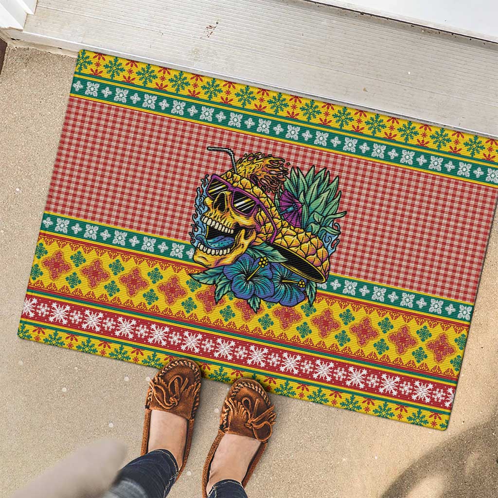 Hawaiian Pineapples Skull Rubber Doormat Mele Kalikimaka Palaka Quilt Pattern LT9 - Polynesian Pride