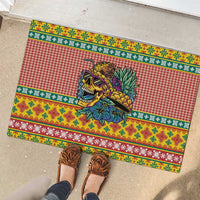Hawaiian Pineapples Skull Rubber Doormat Mele Kalikimaka Palaka Quilt Pattern LT9 - Polynesian Pride