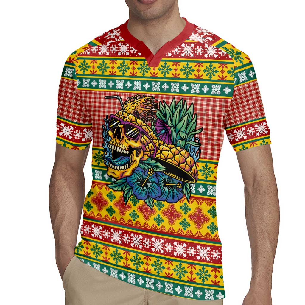 Hawaiian Pineapples Skull Rugby Jersey Mele Kalikimaka Palaka Quilt Pattern LT9 - Polynesian Pride