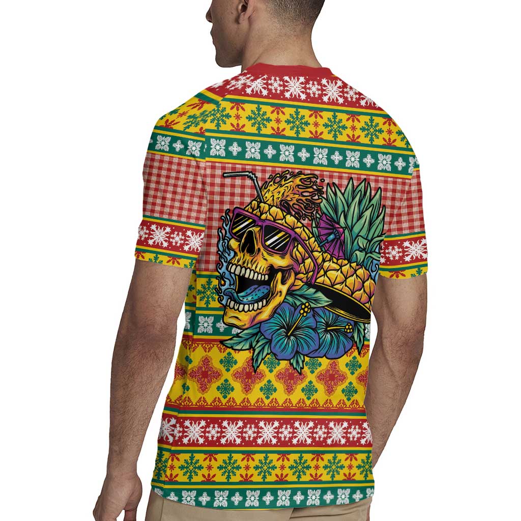 Hawaiian Pineapples Skull Rugby Jersey Mele Kalikimaka Palaka Quilt Pattern LT9 - Polynesian Pride