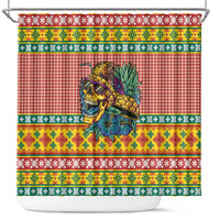 Hawaiian Pineapples Skull Shower Curtain Mele Kalikimaka Palaka Quilt Pattern LT9 Yellow - Polynesian Pride