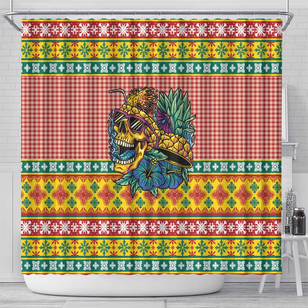 Hawaiian Pineapples Skull Shower Curtain Mele Kalikimaka Palaka Quilt Pattern LT9 - Polynesian Pride