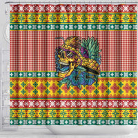 Hawaiian Pineapples Skull Shower Curtain Mele Kalikimaka Palaka Quilt Pattern LT9 - Polynesian Pride