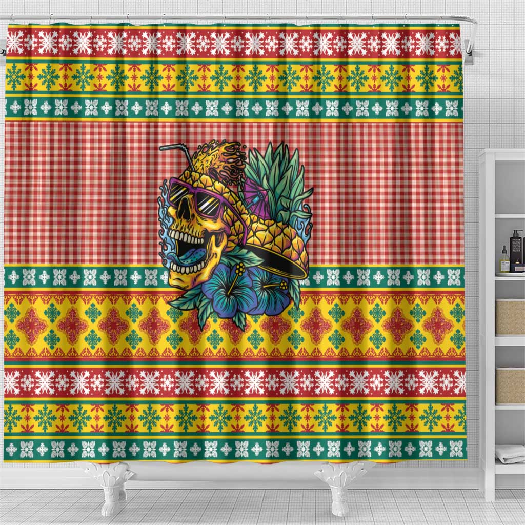 Hawaiian Pineapples Skull Shower Curtain Mele Kalikimaka Palaka Quilt Pattern LT9 - Polynesian Pride
