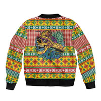 Hawaiian Pineapples Skull Sleeve Zip Bomber Jacket Mele Kalikimaka Palaka Quilt Pattern LT9 - Polynesian Pride