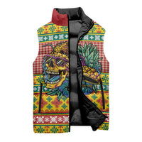 Hawaiian Pineapples Skull Sleeveless Puffer Jacket Mele Kalikimaka Palaka Quilt Pattern LT9 - Polynesian Pride