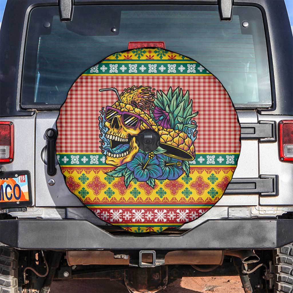 Hawaiian Pineapples Skull Spare Tire Cover Mele Kalikimaka Palaka Quilt Pattern LT9 Yellow - Polynesian Pride