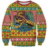 Hawaiian Pineapples Skull Sweatshirt Mele Kalikimaka Palaka Quilt Pattern LT9 Unisex Yellow - Polynesian Pride