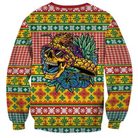 Hawaiian Pineapples Skull Sweatshirt Mele Kalikimaka Palaka Quilt Pattern LT9 - Polynesian Pride